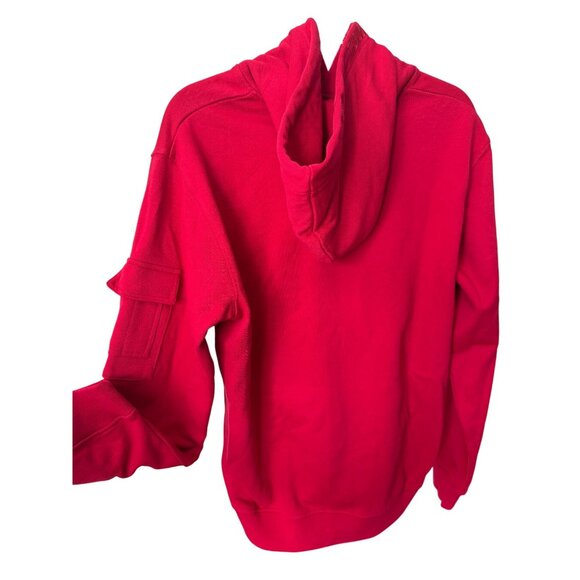 The Kooples Mens Red Hoodie‎ Kangaroo Pocket Arm Zip Cotton Size M - Picture 5 of 12